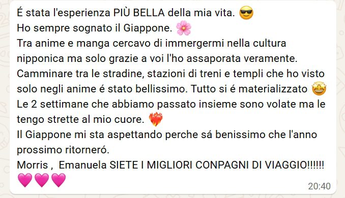 Recensione di Clara sul viaggio di gruppo in Giappone