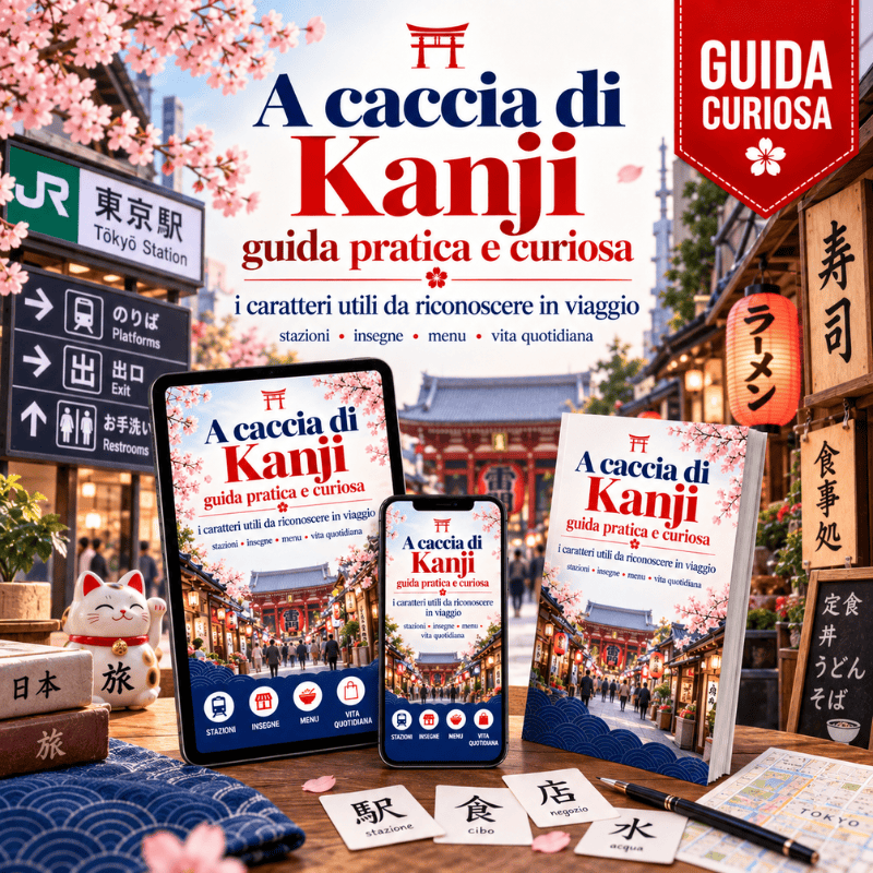 Copertina per guida digitale sui kanji, gli ideogrammi giapponesi