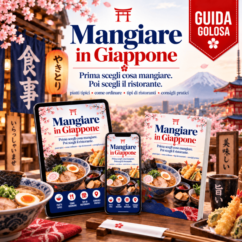Copertina di prodotto digitale su un orientamento al cibo ed ai ristoranti in Giappone